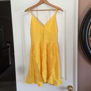 Yellow fit and flare dress